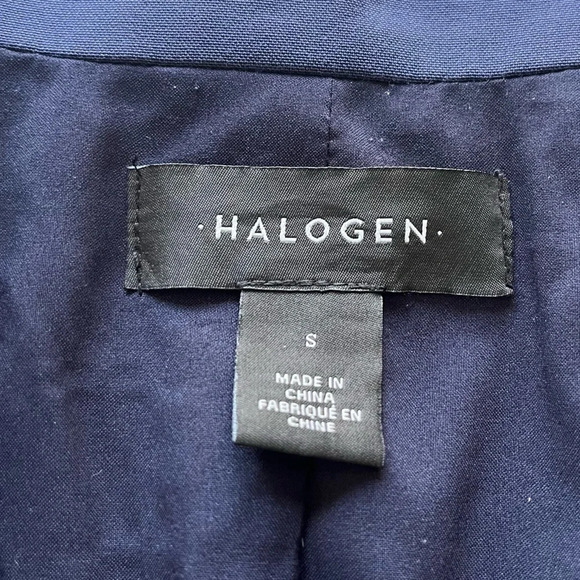 Halogen blue blazer long line tie wrists button front small - Picture 4 of 9